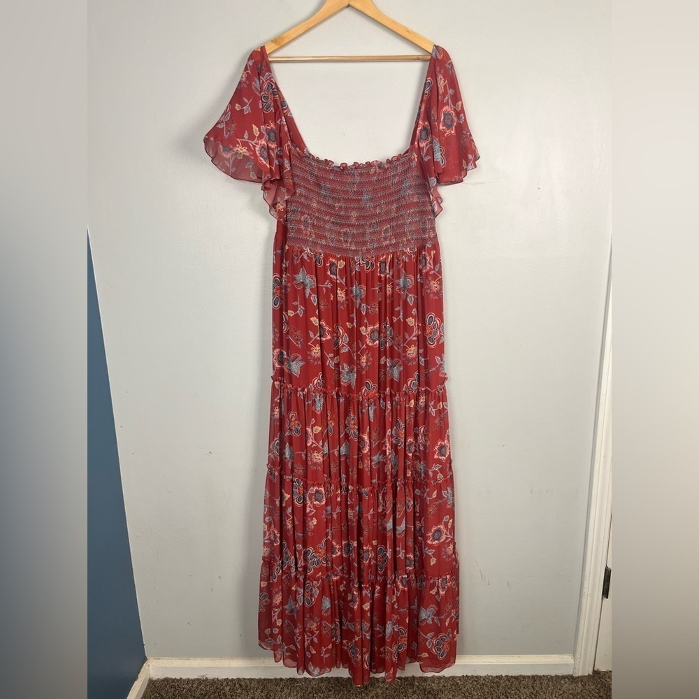 Sachin & Babi Kara maxi dress smock flutter sleeves floral length size 12 - Picture 9 of 11